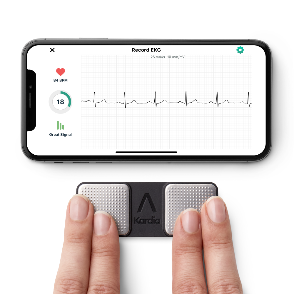 Single Lead EKG being taken with KardiaMobile